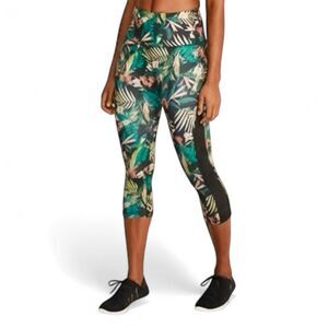 Old Navy High-Rise Elevate Compression Crop Leggings Tropical Print L